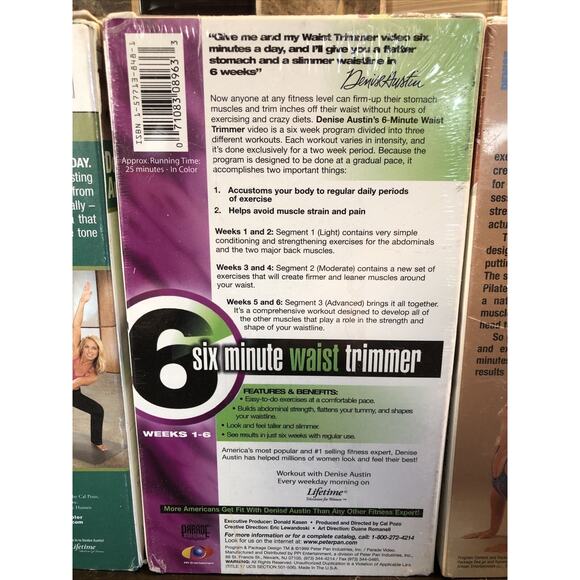 Vtg Denise‎ Austin 6 Minute Waist Trimmer: Weeks 1-6 VHS Lot Pilates Fat Burning - Picture 8 of 9